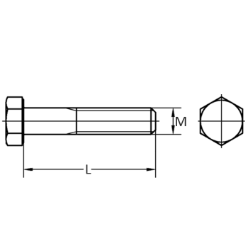 category DIN931 Болт с шестостенна глава и частична резба 10.9 Zn blueprint thumb