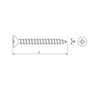 схема на  продукт Винт за дърво бял M 3x50 ZN (50 бр.) thumb