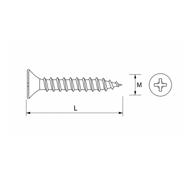 схема на  продукт Винт за гипсокартон ситна стъпка блистер Ambrovit М3,5х45 /50 броя/ thumb