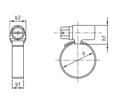 схема на  продукт DIN 3017 Скоба неръждаема  A2 W4 Ø 12-20 mm thumb