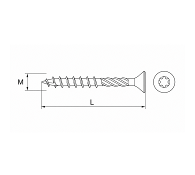 схема на  продукт Винт за дърво торнадо M3.5x50 TORX 15 (500 бр.) thumb