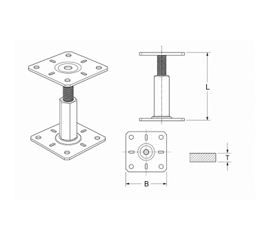 схема на  продукт Регулируема подпора за греда PR KTL 130x130x100-150x3,0 thumb