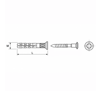 схема на  продукт Пирон дюбел найлон R-FX-N за тухла и бетон М8х120 (50 бр.) thumb