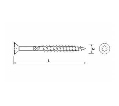схема на  продукт Винт за дърво торнадо M3.5x16 TORX 15 (50 бр.) thumb