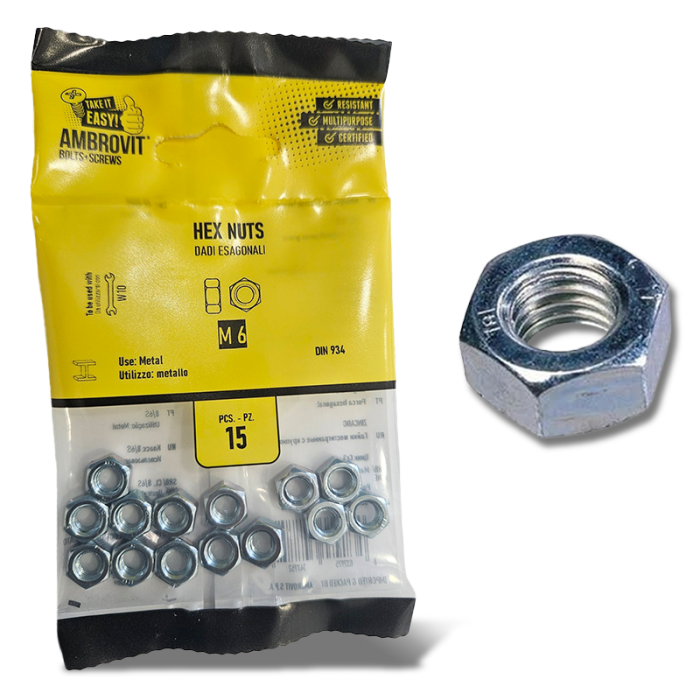 krepezhgroup product DIN 934 Гайка шестостенна блистер Ambrovit М6 /15 бр/ image
