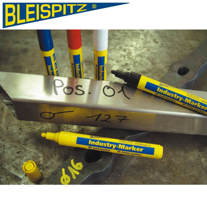 krepezhgroup product BLEISPITZ Индустриален маркер със заоблен писец, дебелина 4 mm, бял image